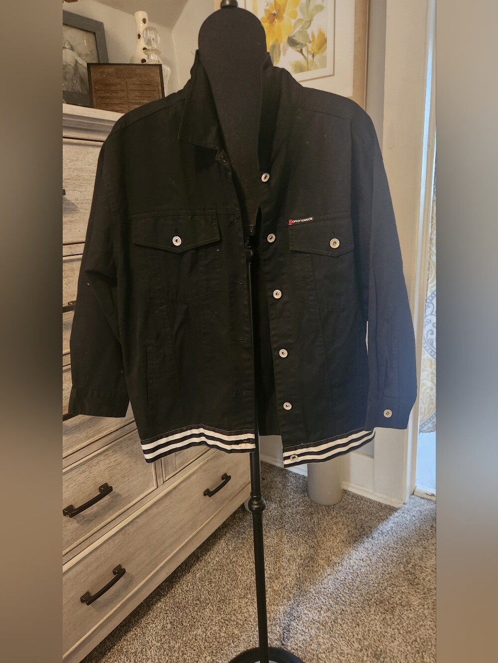 OFNY Official Uniform New York Khakis Denim Black Jean Jacket Pockets. 1X